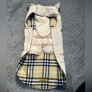 Burberry style patterned dog jacket